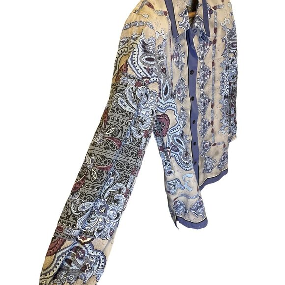 Vintage Allison Daley Long Sleeve Button Up Decorative Print Blouse SZ 10 - Picture 4 of 7